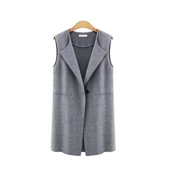 

women sleeveless waistcoat casual cardigan long solid color coat jl, Black;white