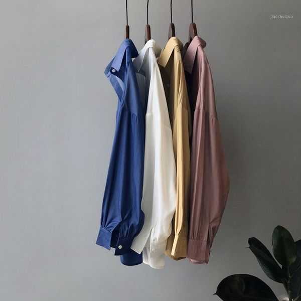 

2021 summer turn down collar spring womens and blouses loose style women shirts blusas roupa feminina clothes1, White