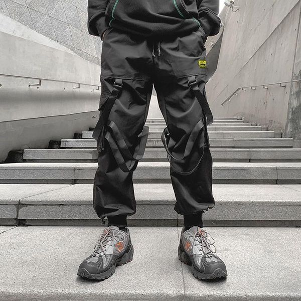 

men's pants sweatpants loose legged men trend autumn cargo streetwear kargo pantolon pantalones hombre trousers, Black
