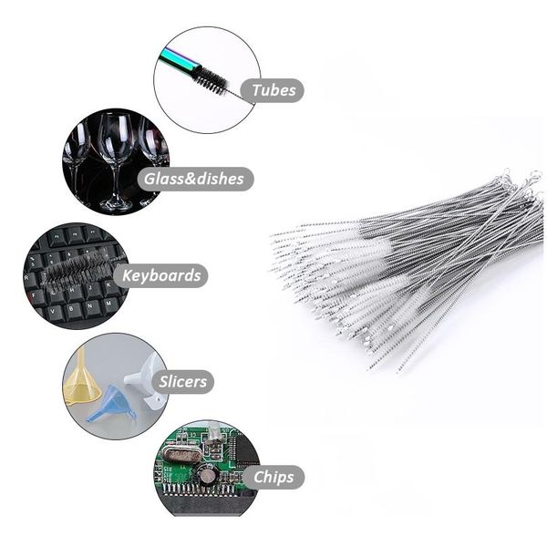 

50/100pcs/lot 23cm stainless steel straw brushes for 6mm 12mm diameter stainless steel straws barware a sqcqml