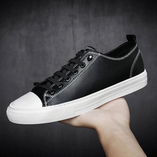 

luxury men's genuine leather shoes lace up fashion sneakers quality designer footwear skate shoes men lace-up rubber shoes #120k