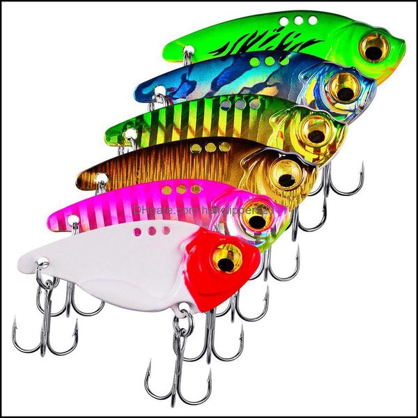 

baits & lures fishing sports outdoors 6pc metal vib 7g/10g/15g spinner spoon crankbait sier/gold vivid vibrations bass artificial hard lure