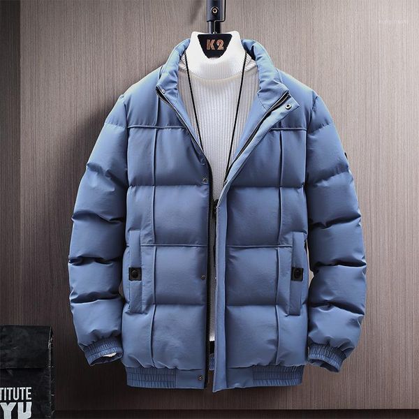 

men's bread jacket winter new men's solid color parka coat hooded warm thick coat 2020 korean fashion clothing 4xl1, Black