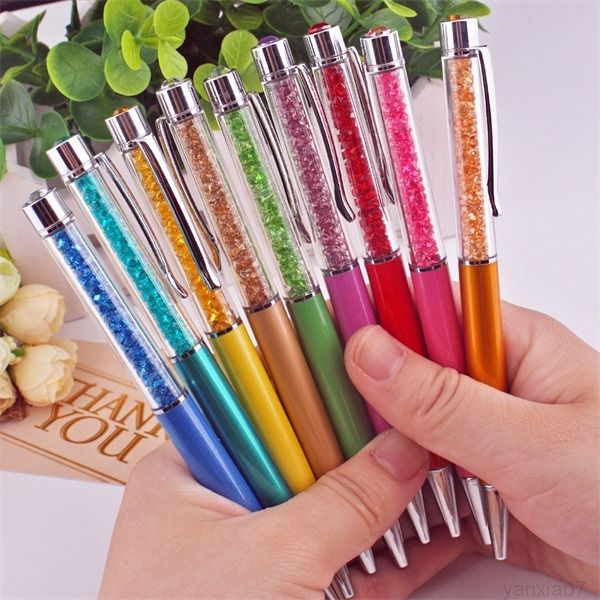 

crystal ballpoint fashion creative style touch for writing stationery office school pen ballpen black ink, Blue;orange