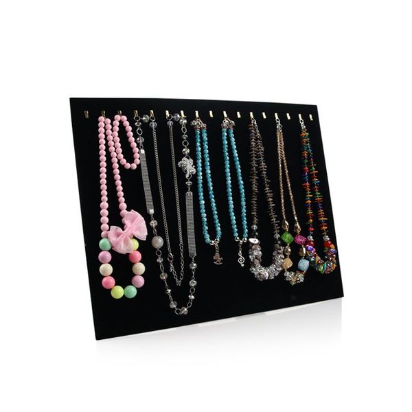 

single-deck 17 hook necklace pendant hanger exhibition box fashion jewelry display stand for jewelry rack tray new arrival, Pink;blue