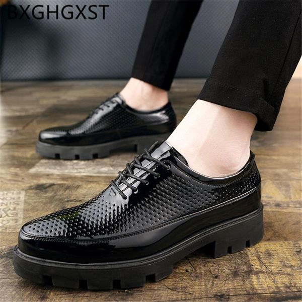 

business shoes men office 2020 elevator shoes for men summer patent leather classic zapatos de hombre de vestir formal, Black