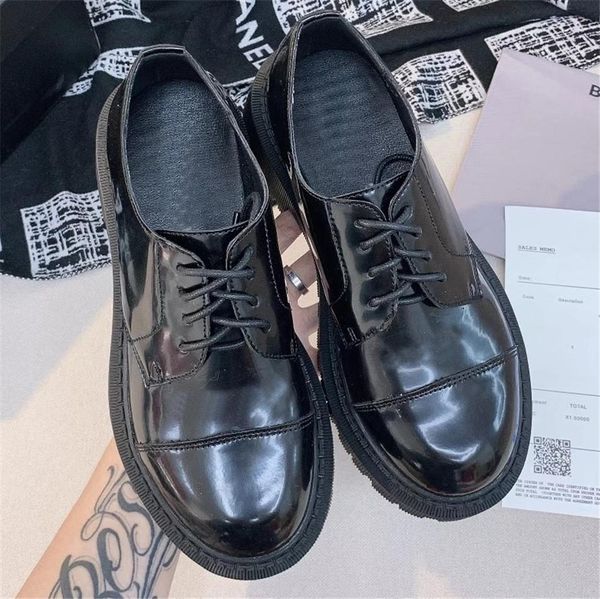 

2021 new women shoes tractor 65mm lace-up derby in black smooth calfskin ladies dress shoes size 35-40