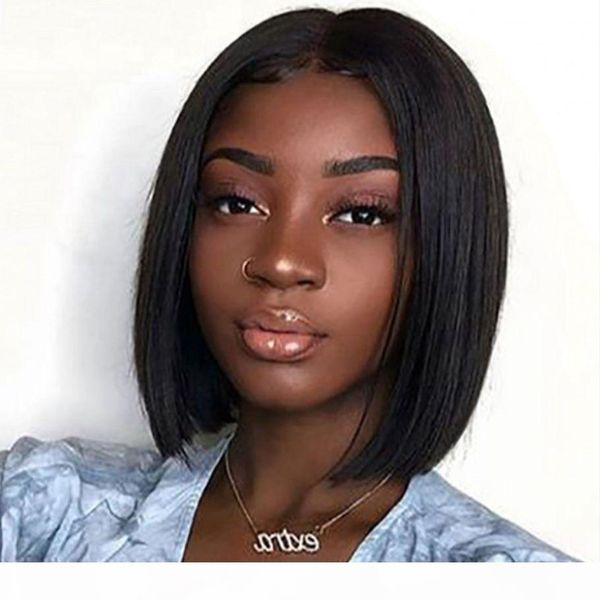 

straight lace front human hair wig short bob wig unprocessed brazilian hair full lace wig pre plucked, Black;brown
