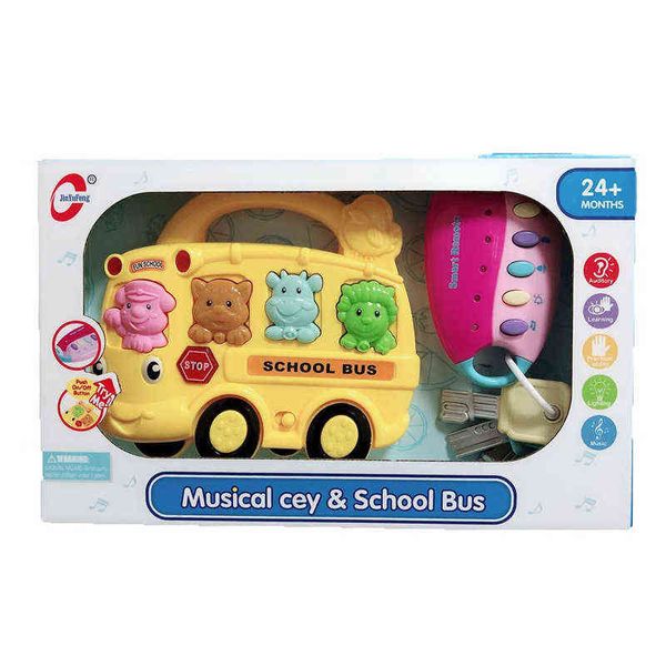 Brinquedo de volante de simulação elétrica para bebês e crianças, com carro chave de controle remoto luz de luz educacional brinquedo musical g1224