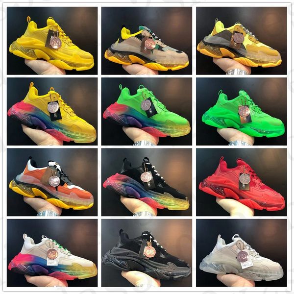 

old grandpa dad shoes multicolor rainbow luxury designers paris crystal bottom platform triple sneakers men women vintage kanye low trainer, White;red
