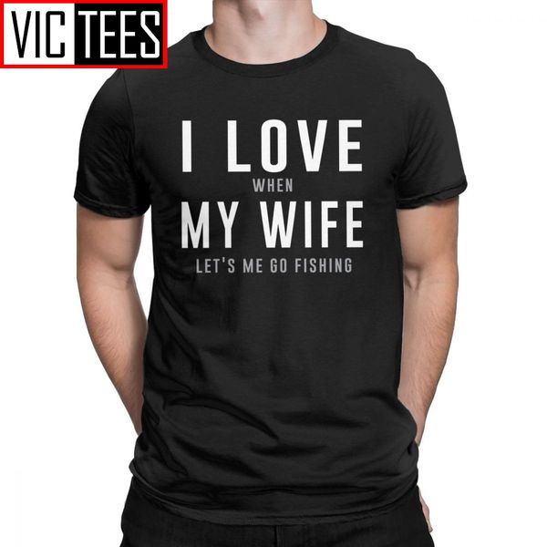 

men's love my wife she lets me go fishing t shirt men fish fishing fisherman gift clothes funny t shirt tees sport hooded sweatshirt ho