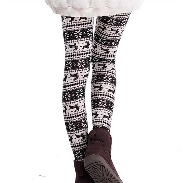 

christmas leggings for women elasticity skinny printed stretchy pants leggins plus size trouser legins calzas mujer, Black