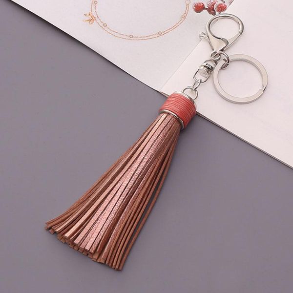 

casual leather tassels women keychain bag pendant alloy car key chain ring holder retro jewelry llavero gl5004 h wmtwqg, Silver