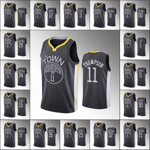

golden state warriors men stephen curry klay thompson damion lee kevin durant statement nba black custom jersey