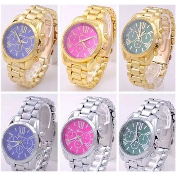 

watch 2019 tiktok fashion geneva ladi watch, casual quartz watch, Slivery;brown