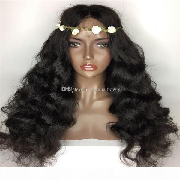

loose wave human hair 22inch long brazilian hair glueless lace front wig ing, Black;brown