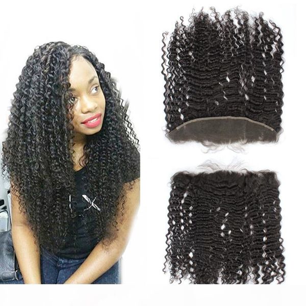 

8a from ear to ear brazilian lace frontal closure 13x4 curly hair lace frontals bleached knots full lace frontal with baby hair, Black;brown