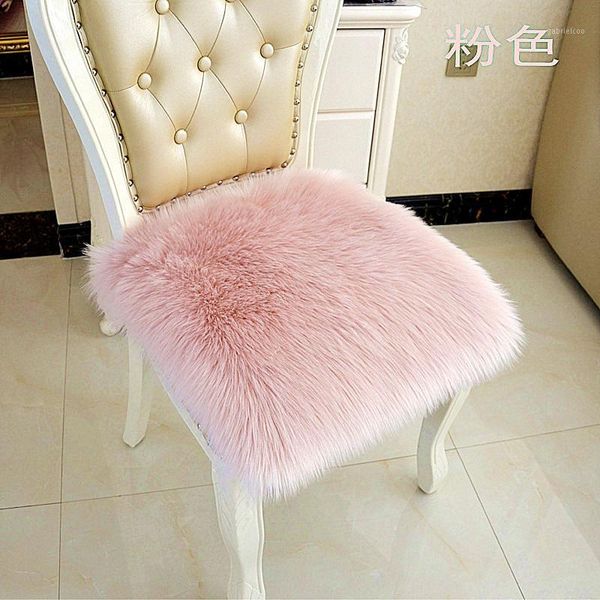

faux sheepskin chair cover 3 colors warm hairy wool carpet seat pad long skin fur plain fluffy area rugs washable1