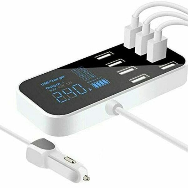 

8 ports fast car usb charger multi usb phone charging station with lcd display