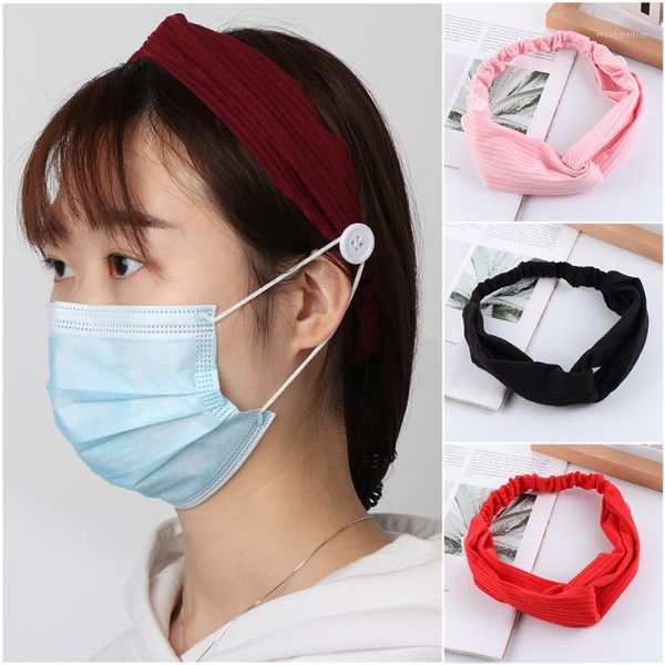 

hair accessories 1pc anti-scar mask headbands ear protector button cross tie women hairband sport yoga chiffon blooming turban1, Slivery;white
