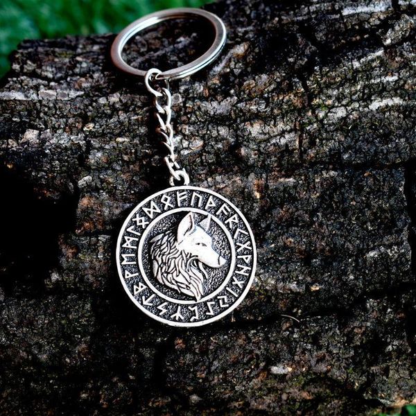 

sanlan sanlan 1 pcs viking rune celtis wolf keychain men jewelry amulet1, Silver