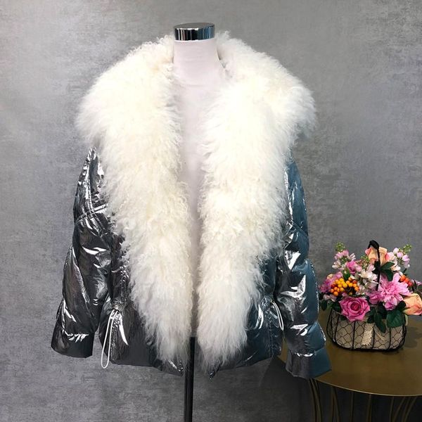 

women's down & parkas 2021 winter beach wool collar jacket women short white duck coat silver warm snow outwear m243, Black