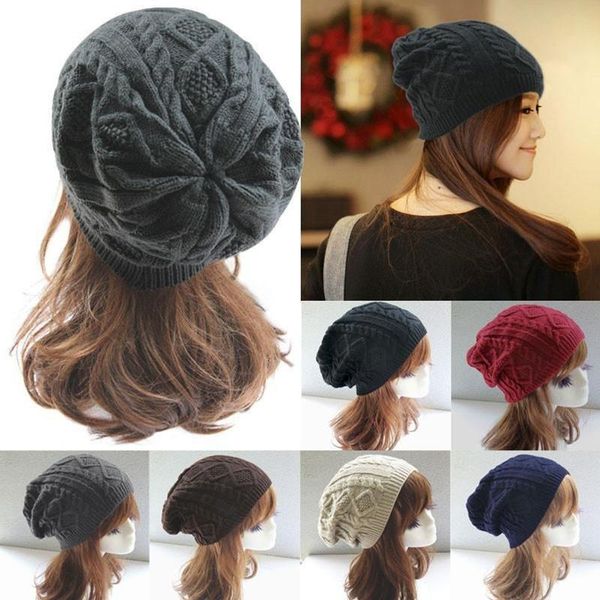 

beanie/skull caps fashion winter women beanies knitted hat cotton twist pattern utumn warm thick outdoor bonnet skullies hats 2021, Blue;gray