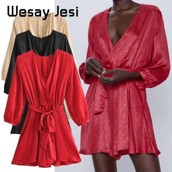 

2020 summer simple playsuits women england style vintage v-neck long sleeve with belt casual female playsuits women romper1, Black;white