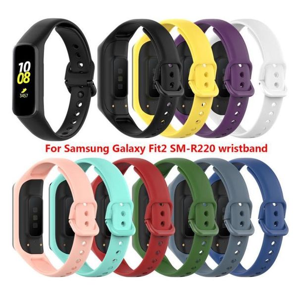 

for samsung galaxy fit 2 sm-r220 smart bracelet sile strap band sport watchband replacement rubber wristband drop jllpsh, Black;brown