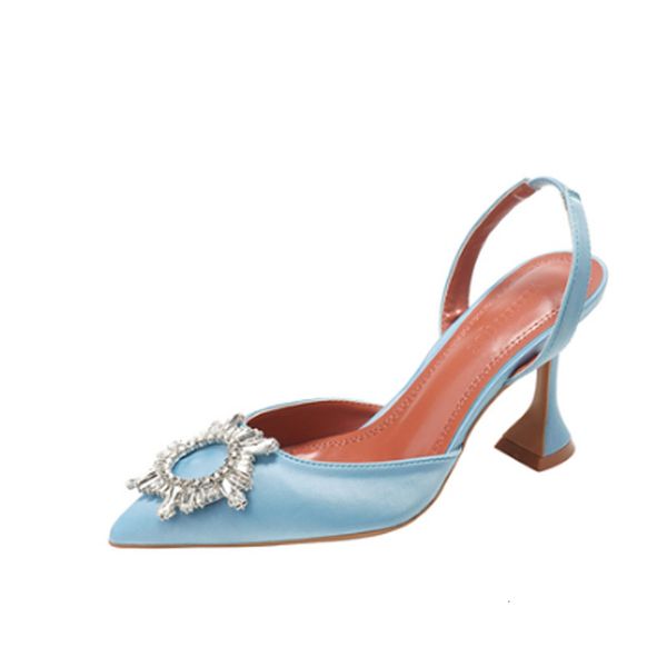 

2021 europe and the united states new crystal sunflower diamond buckle heels tall wine glass with woman-pointed sandals ckn3, Black