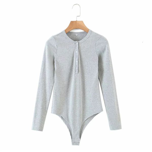 

new v neck knitted bodysuit women 2021 grey button long sleeve one piece female jumpsuit fashion casual rompers overalls 2iv1, Black;white