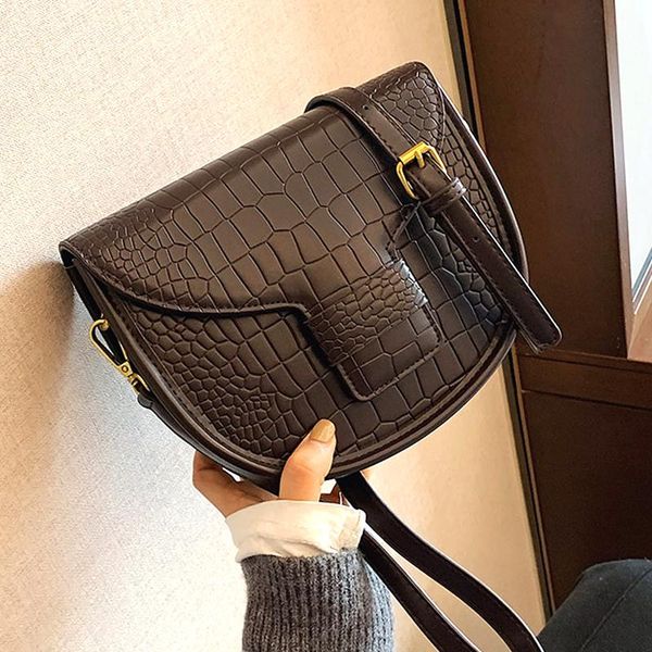 

alligator pattern small pu leather saddle crossbody bags 2021 luxury trend shoulder cross body bag handbags