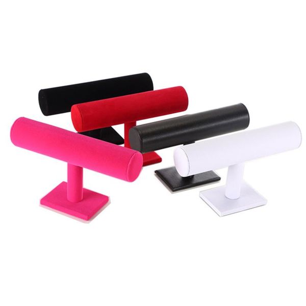

black velvet bracelet chain watch t-bar rack jewelry hard display stand holder jewelry organizer hard display stand, Pink;blue