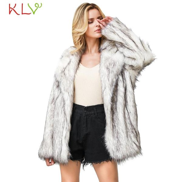 

women's fur & faux women jacket basic winter warm lapel cardigan long sleeve casual windbreaker plus size 2021 overwear jackets coats 1, Black