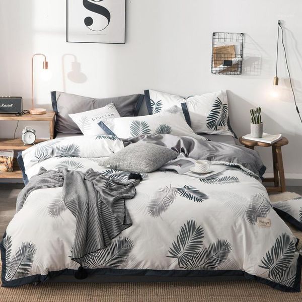 

bedding sets king  twin size feather set 100% cotton flat bed sheet duvet cover fitted pillowcase parure de lit1