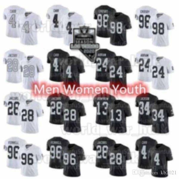 

las vegas raiders jersey 28 josh jacobs 98 maxx crosby derek carr bo jackson abram ferrell 11 henry ruggs iii men women youth, Black;red
