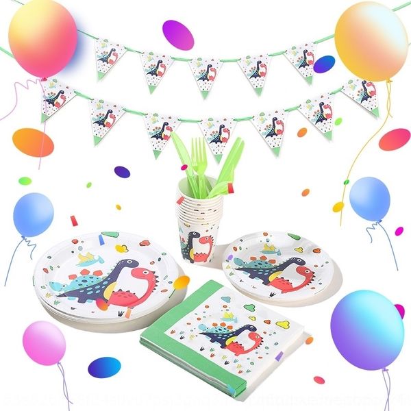 

0qpdm cartoon new dinosaur decoration party tray tissuetissue tissue cup paper tray spoon towelfork paper children's party 2020 z1bia