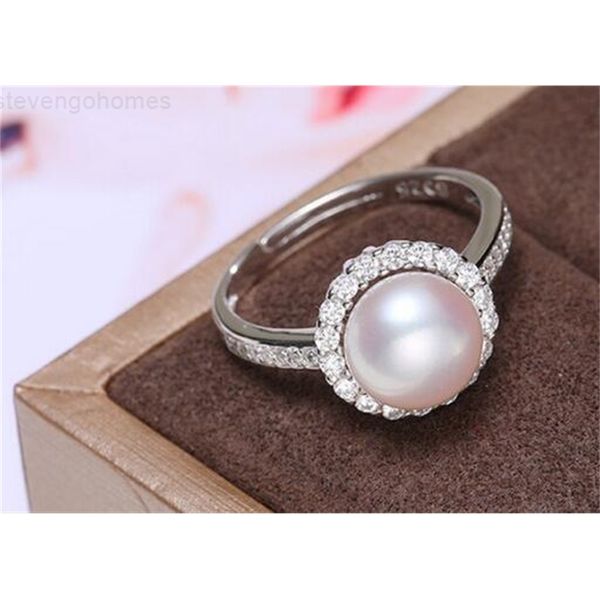 

8-9mm white shipping bright fresh + water pearl ring adjustable, Silver