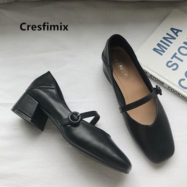 

cresfimix женщины классический черный кожаный ремешок патентный пряжки на высоких каблуках для офиса бордовый высокие на каблуках szpilki da, Black