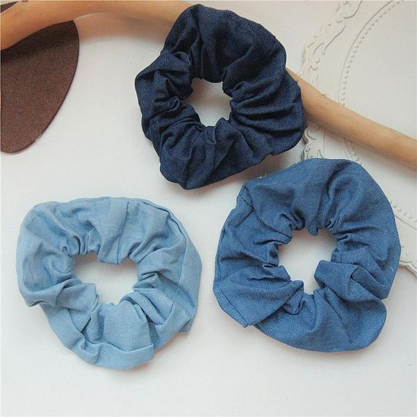 

hair accessories french retro girl heart solid color denim tie ins fabric head rope net red