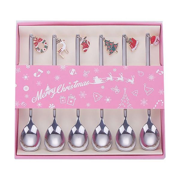 

6pcs coffee spoon mixing scoops stirring spoons stainless steel spoons christmas gift box set new year gifts 2021 party gifts