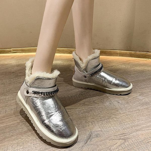 

2020 новый черный серебряный shiny женщины зимние ботинки снега keep warm plus velvet моды ботильоны женщин non скольжения водонепроницаемый, Black