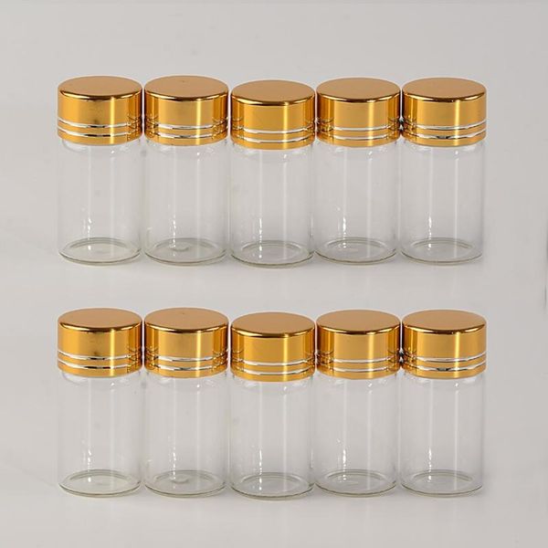 

50pcs 7ml glass bottles aluminium screw golden cap empty transparent clear liquid gift container wishing bott jllghf