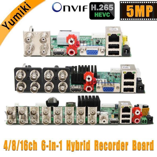 

6 in 1 h.265+ 16ch/8ch/4ch ahd dvr board for ahd 5mp 4mp 1080p 720p camera save big ram hdd xmeye onvif cctv dvr board1, Black;white