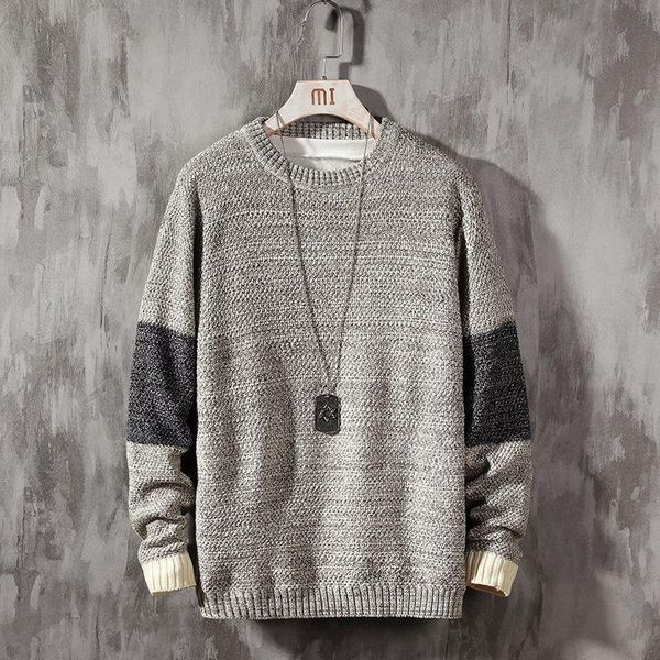 

2020 new sweater men long sleeves autumn winter pullover knitted o-neck plus asian size 5xl, White;black