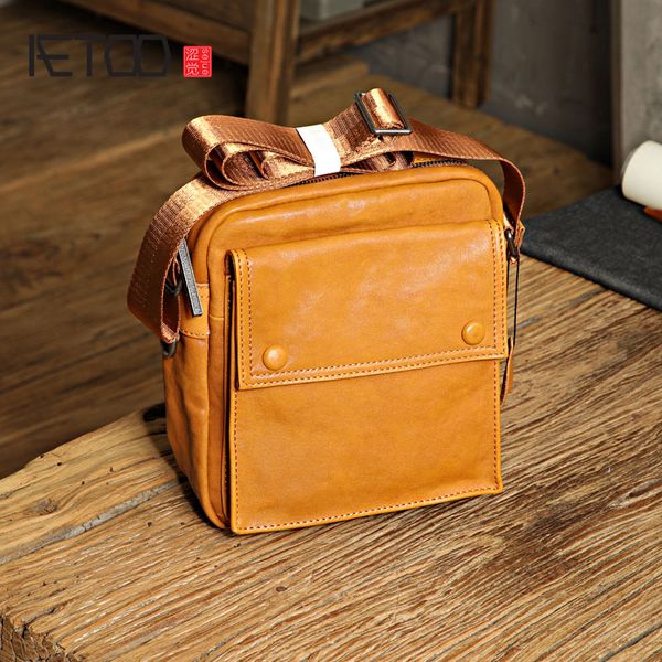

hbp aetoo leather messenger bag, men's casual all-match vegetable tanned leather shoulder bag