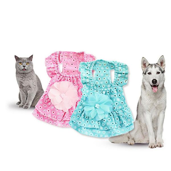 

cute delicate lattice style summer pet dog princessdresses dog wedding clothes for small medium dogs cotton dresses