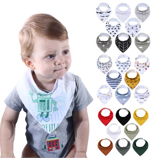 

8pcs baby bibs newborn baby bandana drool bibs, stylish design bandana bibs for boys & girls 100% organic cotton bibs y200710