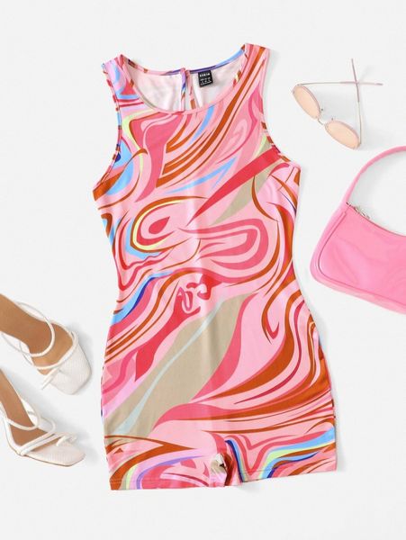 

marbled print romper unitard q0te#, White