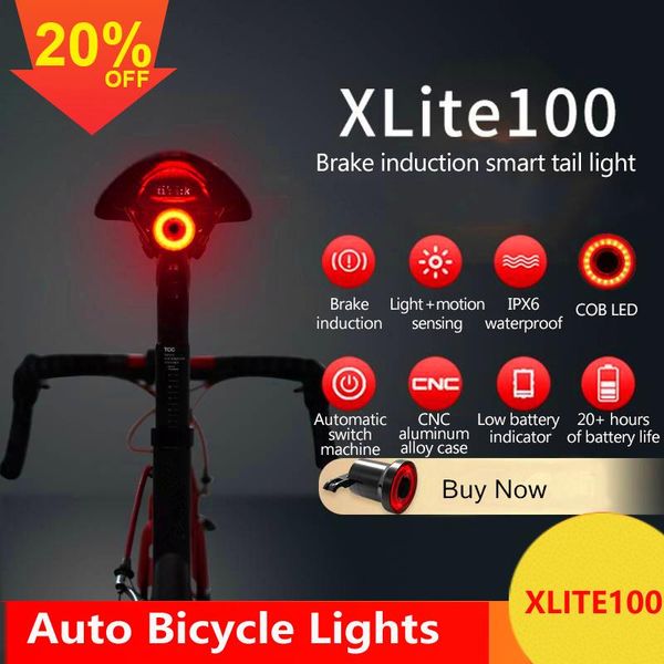 

bicycle smart auto brake sensing light ipx6 waterproof led charging cycling taillight bike rear light accessories xlite100